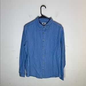 Joe's USA Light Blue Denim Casual Button Down Shirt Size Large